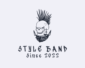 Punk Mohawk Skull Graffiti logo design