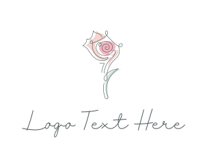 Monoline - Rose Flower Scribble logo design