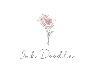 Rose Flower Scribble logo design