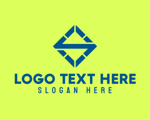 Technology - Blue Diamond Letter S logo design