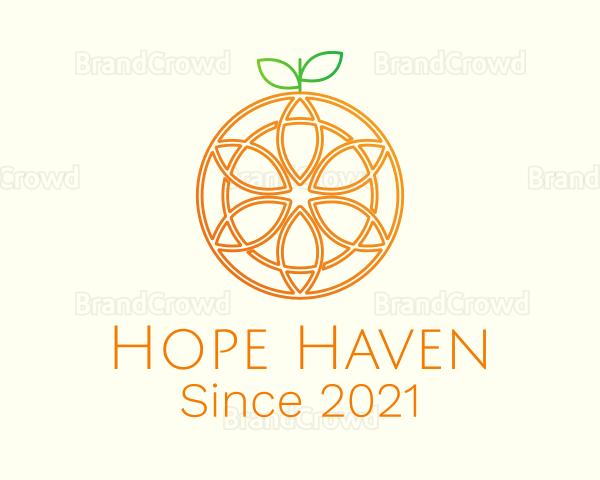 Orange Floral Line Art Logo