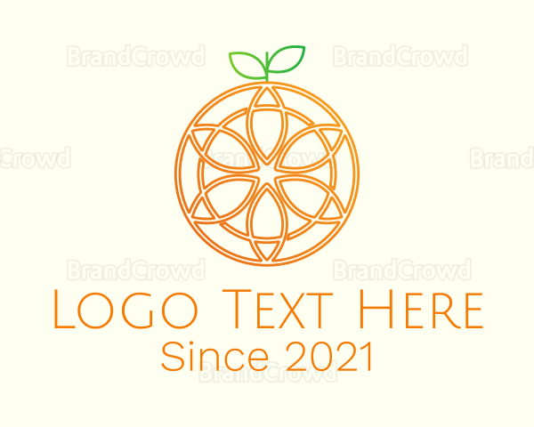 Orange Floral Line Art Logo