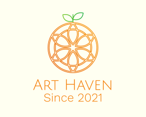 Orange Floral Line Art  logo design