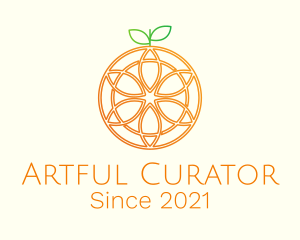 Orange Floral Line Art  logo design