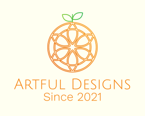 Orange Floral Line Art  logo design