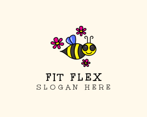 Flying Bee Flower  Logo