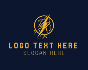 Lightning Bolt - Electric Circuit Lightning Bolt logo design