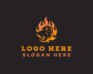 Cow - Beef Barbecue Grill logo design