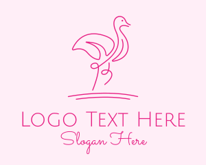 Minimalist Pink Flamingo logo design