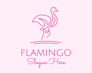 Minimalist Pink Flamingo logo design