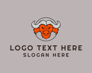 Bovine - Angry Buffalo Badge logo design