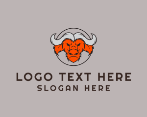 Power - Angry Buffalo Badge logo design