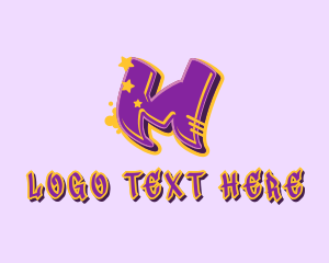 Hiphop Label - Graffiti  Star Letter M logo design