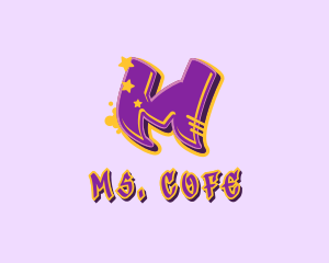 Graffiti  Star Letter M logo design