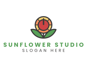 Sunflower - Sunflower Power Button logo design