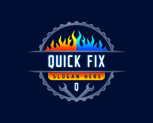 HVAC Temperature Fix Wrench logo design