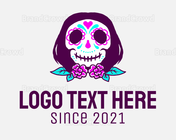 Colorful Calavera Skull Logo