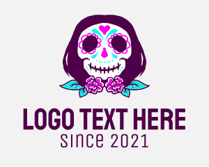 Sugar Skull - Colorful Calavera Skull logo design