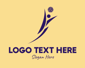 Sports Equipment - Purple Volleyball Player logo design
