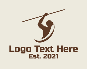 Human - Brown Javelin Athlete logo design