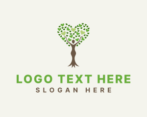 Green - Love Tree Woman logo design