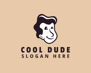 Dude - Smiling Retro Boy logo design