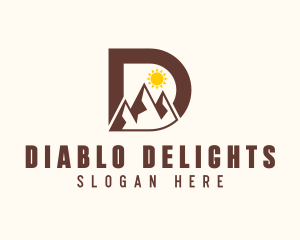 Outdoor Mountain Letter D logo design