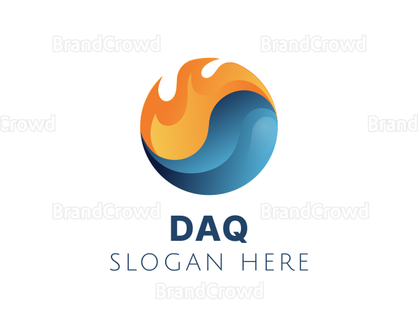 3D Fire Water Logo