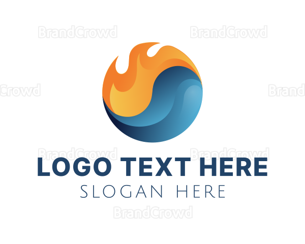 3D Fire Water Logo