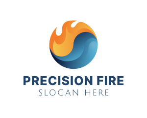 3D Fire Water logo design