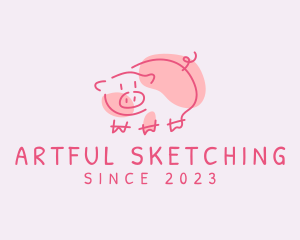 Pig Farm Sketch logo design