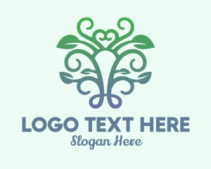 Leaf - Symmetrical Gradient Vine logo design