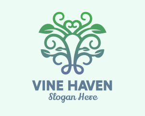 Symmetrical Gradient Vine logo design