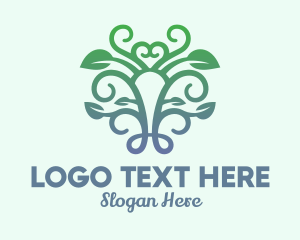 Vegetarian - Symmetrical Gradient Vine logo design