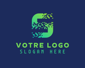 App - Gradient Pixels Letter S logo design