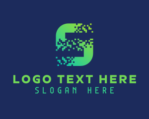 Pixel - Gradient Pixels Letter S logo design