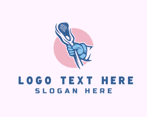 Blue Helmet - Sports Lacrosse Stick logo design