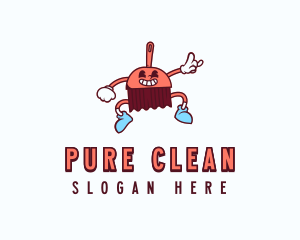 Housekeeper Cleaning Broom logo design