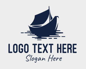 Water Sports - Blue Boat Sailing logo design