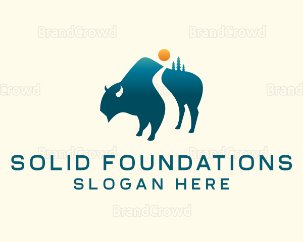 Buffalo Bison Wildlife Adventure Logo