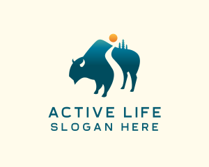 Road - Buffalo Bison Wildlife Adventure logo design