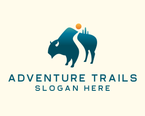 Buffalo Bison Wildlife Adventure logo design