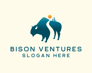 Buffalo Bison Wildlife Adventure logo design