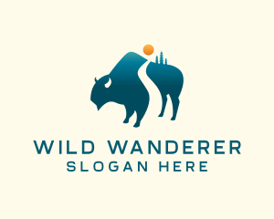 Buffalo Bison Wildlife Adventure logo design