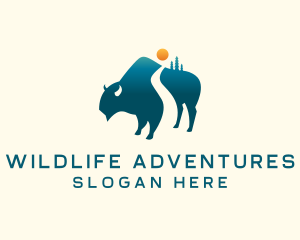 Buffalo Bison Wildlife Adventure logo design