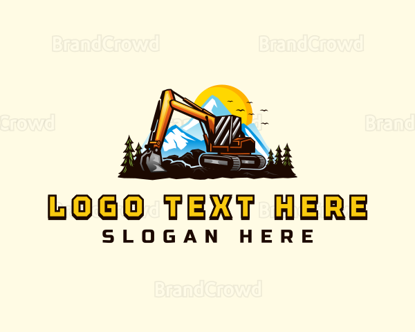 Mountain Excavation Excavator Logo