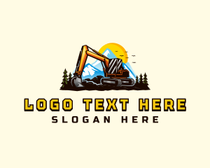 Mountain Excavation Excavator logo design