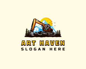 Mountain Excavation Excavator logo design