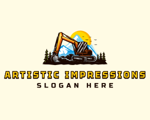 Mountain Excavation Excavator logo design