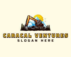 Mountain Excavation Excavator logo design